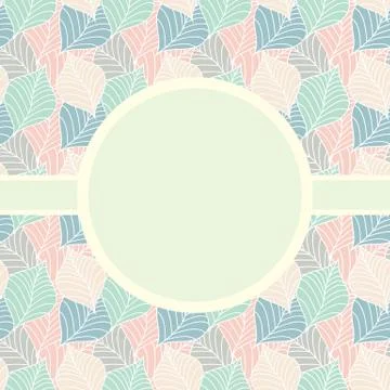 Seamless leaves pattern with frame label Stock Illustration