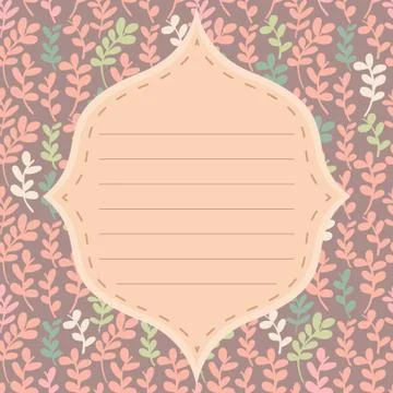 Seamless leaves pattern with frame label Illustrazione stock