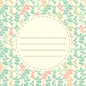 Seamless leaves pattern with frame label Stock Illustration