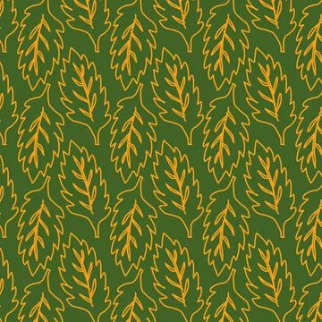 Seamless leaves pattern on green backdrop. stylish texture illustration desig Stock Illustration