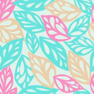 Seamless leaves pattern. Hand drawn illustration for fabric, wrapping, prints Stock-Illustration