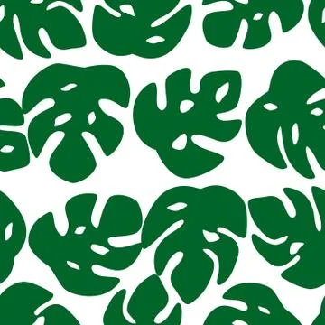 Seamless leaves pattern. Monstera leave on white background. Stock Illustration