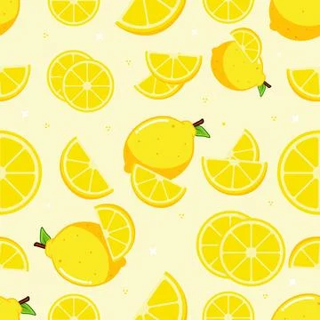 Seamless Lemon Fruit Pattern Vector Illustration Stock Illustration