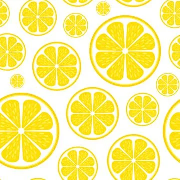 Seamless lemon pattern. Bright yellow fruit background Stock Illustration