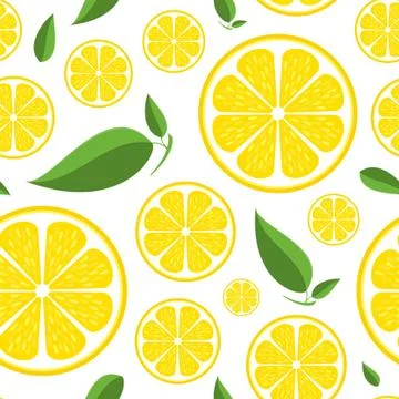 Seamless lemon pattern. Bright yellow fruit background Stock Illustration