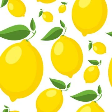 Seamless lemon pattern. Bright yellow fruit background Stock Illustration