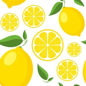 Seamless lemon pattern. Bright yellow fruit background Illustrazione stock