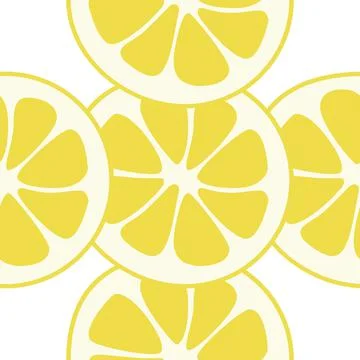 Seamless lemon slices pattern vector. Lemon slices on table handdrawn pattern. Illustrazione stock