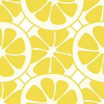 Seamless lemon slices pattern vector. Lemon slices on table handdrawn pattern. Stock Illustration