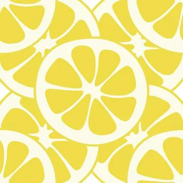 Seamless lemon slices pattern vector. Lemon slices on table handdrawn pattern. Illustrazione stock