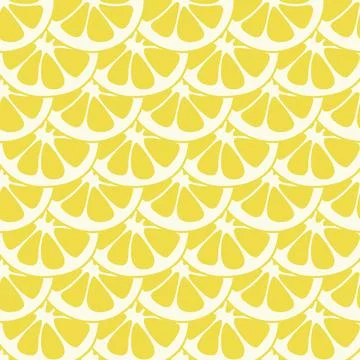 Seamless lemon slices pattern vector. Lemon slices on table handdrawn pattern. Illustrazione stock