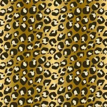 Seamless leopard pattern. Animal skin grunge texture. Gold gradient background Stock Illustration