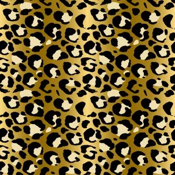 Seamless leopard pattern. Animal skin grunge texture. Gold gradient background Stock Illustration