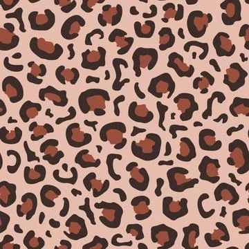 Seamless leopard pattern in brown and beige colors. Flat vector illustration イラスト素材