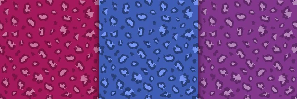 Seamless leopard pattern in pink, blue and purple hues. Vector design Illustrazione stock