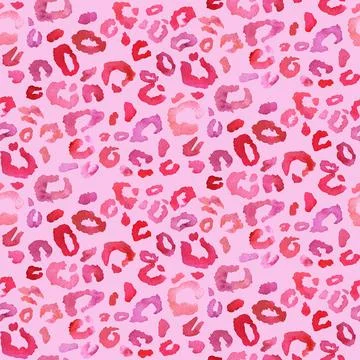 Seamless leopard pattern watercolor drawn Stock Illustration