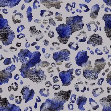 Seamless leopard pattern watercolor spots Illustrazione stock