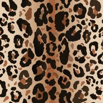 Seamless leopard wild nature pattern. Vector animal print. Stock Illustration