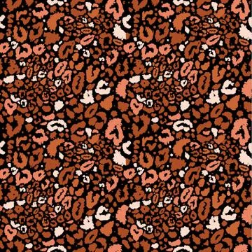 Seamless leopard wild nature pattern on black. animal print. Stock Illustration