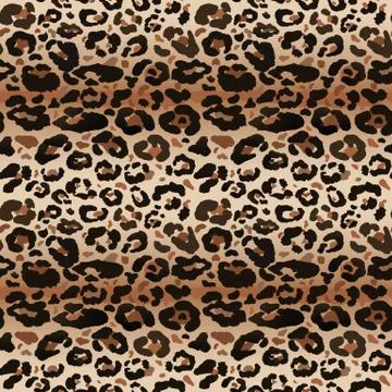 Seamless leopard wild nature pattern. animal print. Stock Illustration