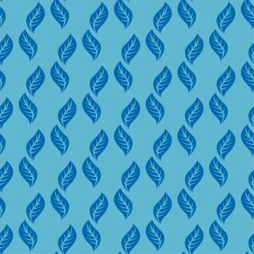 Seamless light blue pattern with green leaves Stock Illustration