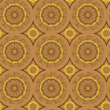 Seamless of light brown circles and squares with yellow frames Stockillustratie