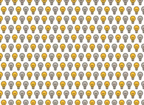Seamless light bulb pattern with creative idea icons Stockillustratie