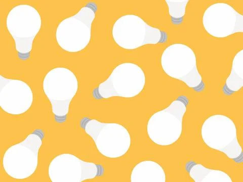 Seamless Light Bulb Pattern on Yellow Background Illustrazione stock