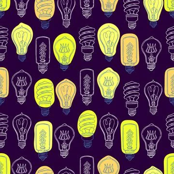 Seamless light bulbs Stock Illustration