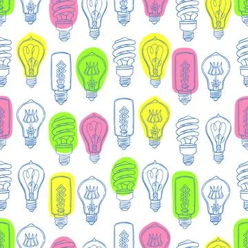Seamless light bulbs Stock Illustration