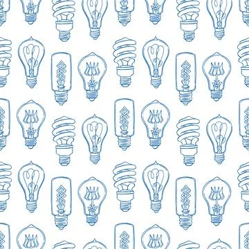 Seamless light bulbs Stock Illustration