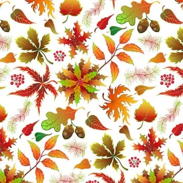 Seamless light color realistic leaf pattern. Stock Illustration