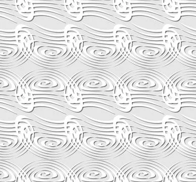 Seamless light contrasting background with concentric uneven elements, white Stock Illustration