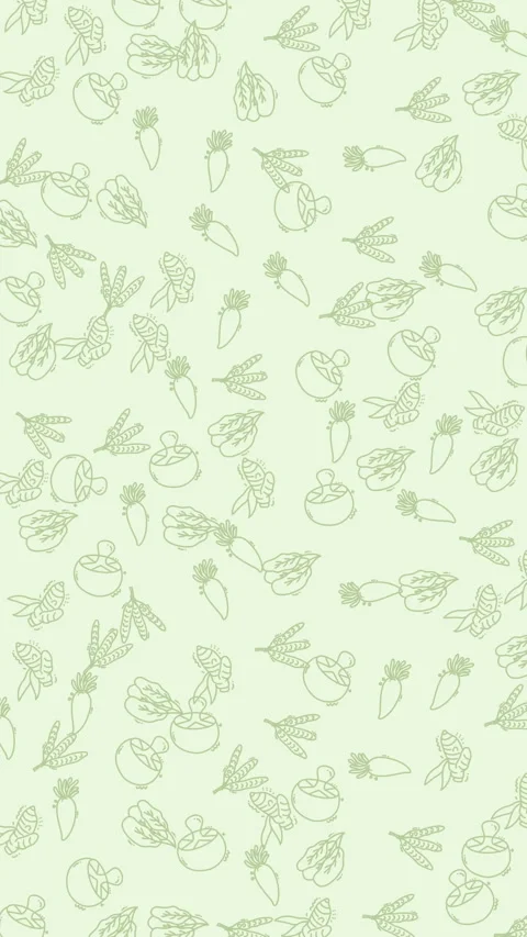 Seamless light green background with minimalist vegetable and fruit outline.. Vidéo 339993100