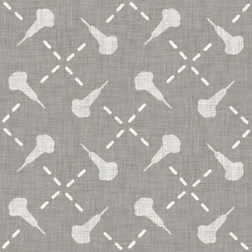 Seamless light grey woven check linen texture background. Flax hemp fiber Stock Illustration