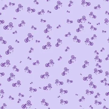 Seamless light lilac color pattern with bicycles Stock Illustration