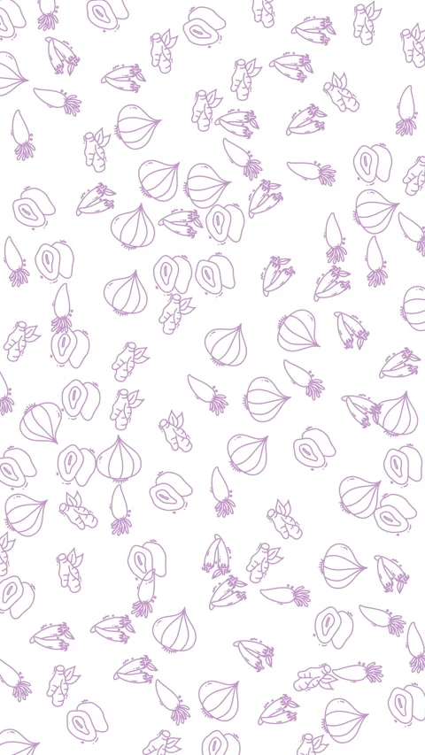 Seamless light purple vegetable pattern on white background for organic foo.. Stock Footage 340441169