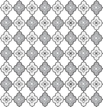 Seamless line pattern. Abstract floral ornament. Geometric texture Stock Illustration