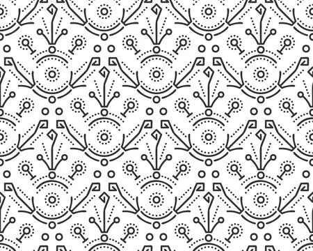 Seamless line pattern floral art repeat background Illustrazione stock