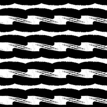 Seamless line pattern. Hand painted brush strokes with the rough Stock Illustration