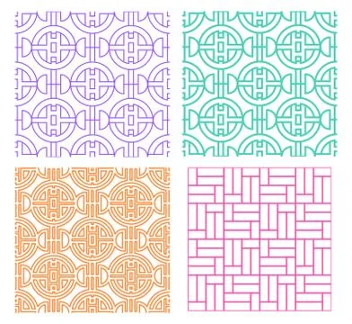 Seamless line pattern in modern Chinese style Stock Illustration