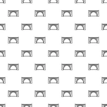 Seamless linear bridge pattern with arches over water Stock Illustration