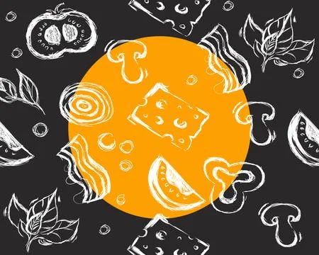 Seamless linear food pattern Stockillustratie