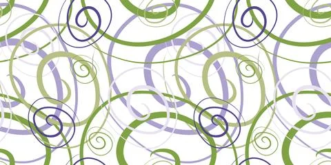 Seamless linear geometric pattern with spirals. Abstract line drawing. Irregu Stock Illustration