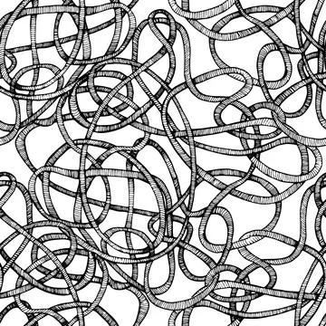Seamless Linear Pattern black and white twisted ropes Stock Illustration