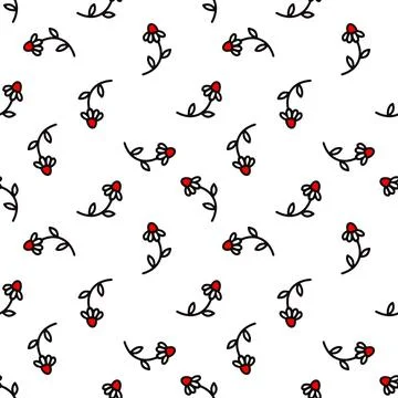 Seamless linear pattern with chamomile flowers Stock Illustration