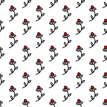 Seamless linear pattern with chamomile flowers Stockillustratie
