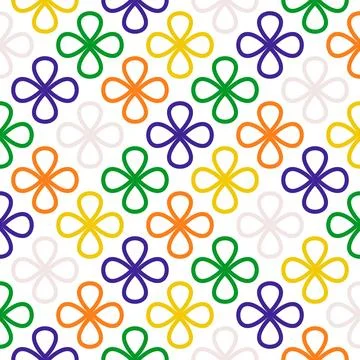 Seamless linear pattern of colorful floral shapes on a bright background. Abs Stock Illustration