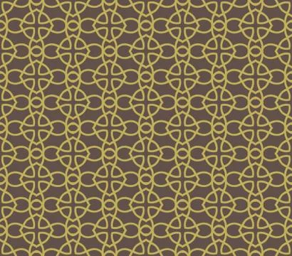 Seamless linear pattern with crossing curved lines and scrolls ornament backg Illustrazione stock