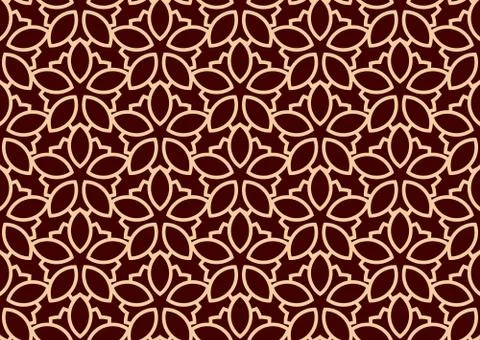 Seamless linear pattern with elegant curved lines and scrolls ornamental wall Illustrazione stock